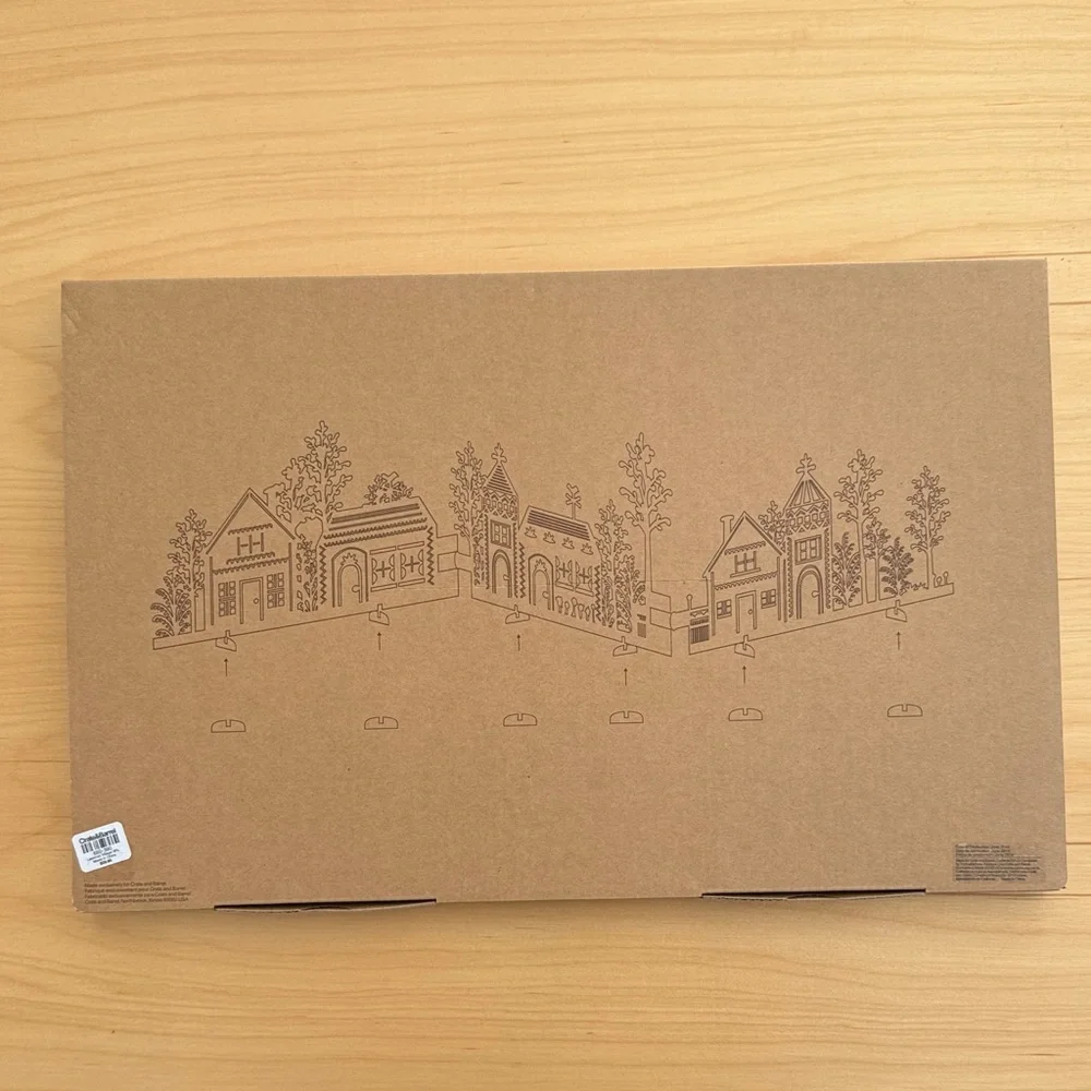 NWT Crate&Barrel 3 piece laser cut wood village